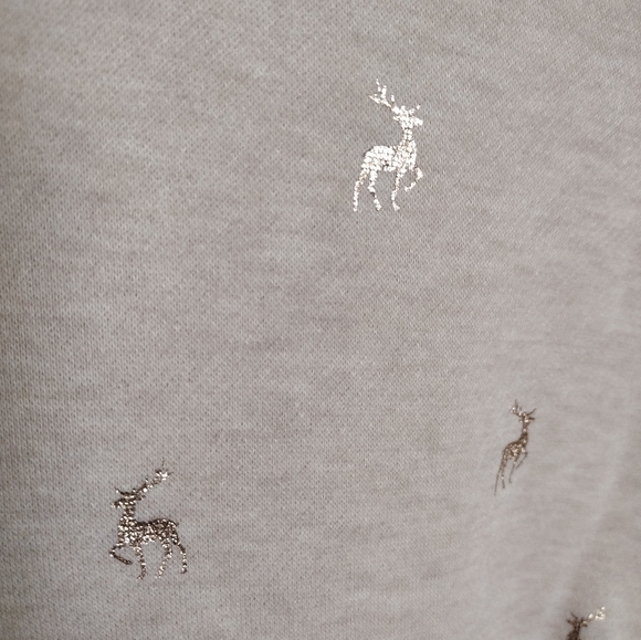 Living Doll Foil Deer Reindeer Lightweight Sweatshirt Long Sleeve Shirt size S - Picture 4 of 8